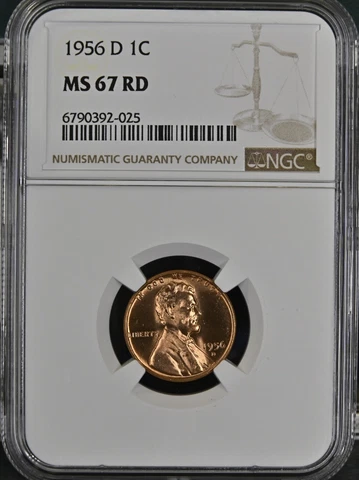 1956 D NGC MS 67 RD United States / American Lincoln Wheat Cent Cover