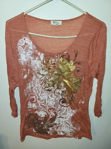 Madison Berkeley Junior Girls XL Runs Small Rust Gold Threading 3/4 Sleeve 26 L - Picture 1 of 24