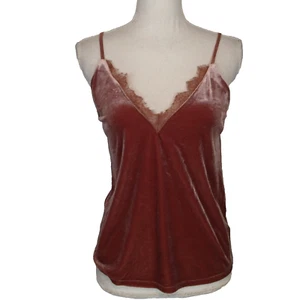 VTG Express Brown  Velvet Babydoll Cami Women xs Lace Trim Y2K Sexy Whimsigoth - Picture 1 of 14
