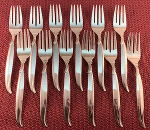12 Salad Forks 1956 FLAIR 1847 Rogers International Silverplate Flatware 6 3/4” - Picture 1 of 17