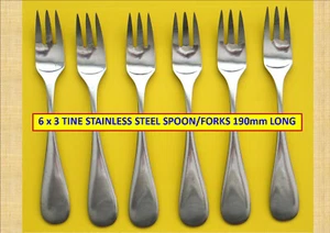6 x 3 TINE STAINLESS STEEL FORKS – JAPAN. 190mm LONG...319 - Picture 1 of 3