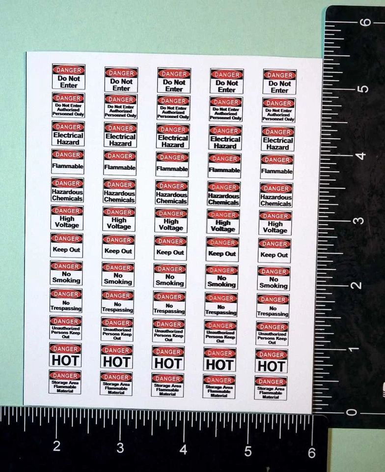 O Scale OSHA Danger Industrial Red Signs 2mil Vinyl Decals Cut Peel Stickers - Image 1 of 4
