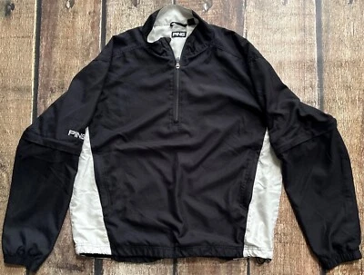 PING PULLOVER HALF ZIP GOLF JACKET BLACK WHITE MENS SIZE MEDIUM EXCELLENT - Image 1 of 4