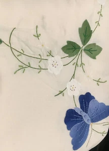 Vintage Embroidery Tablecloth Cross Stitch Butterflies Floral 62 x 98” - Picture 1 of 9