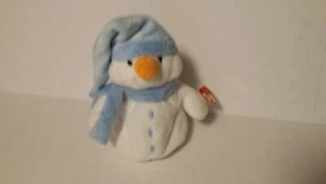 Ty Pluffies Snowchill 2004 Soft Snowman wearing Scarf and Hat w/ Tag - Picture 1 of 6