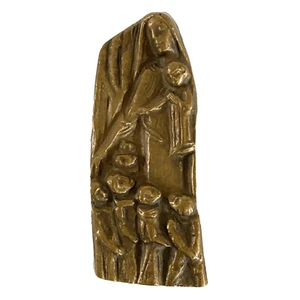 Modernist Virgin Mary Child Bronze Sculpture Art Wall Plaque Mary Pre 1940’s 6” - Picture 1 of 6