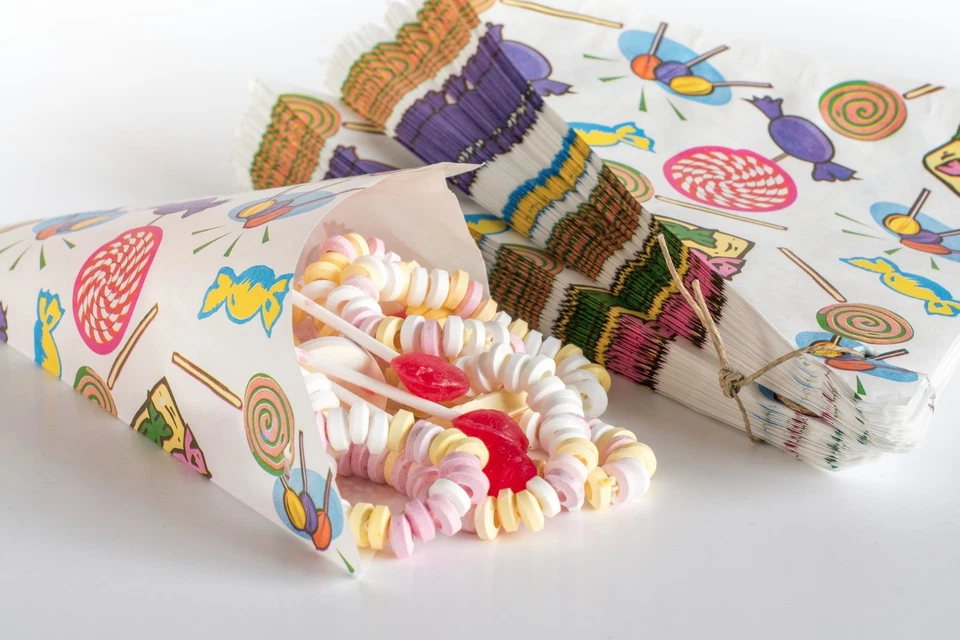 50 Spitztüten Papierspitztüten Papiertüten Naschtüten Pommestüte Karneval Bonbon - Bild 1 von 1