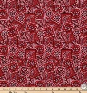Bandana roja, tela de algodón de 1/3 yarda 42""W X12"" L - Imagen 1 de 1