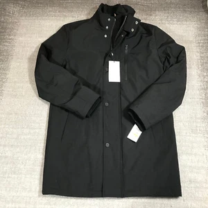 New Andrew Marc Jacket Mens Small Parka Coat Lined Full ZIp Snap Black Casual - Picture 1 of 14