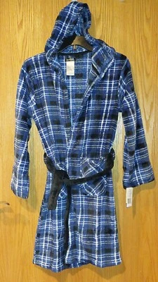 NWT Boys Cuddl Duds hooded Robe size Large 12/14 Blue  -5076 - Image 1 of 4