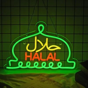 Letrero de neón halal árabe restaurante tienda de negocios decoración de pared dormitorio fiesta favor - Imagen 1 de 9