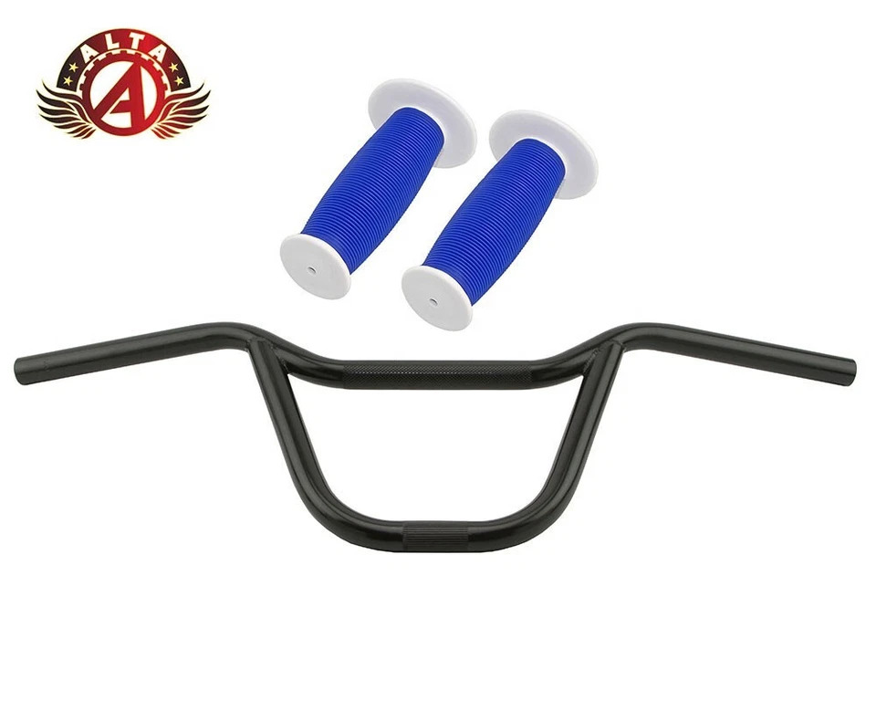 ALTA U-Bar Handlebar Old School BMX Black W/ 2-Tone White MUSHROOM BMX GRIPS. - Image 1 of 1