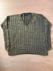 Rare Vintage Polo Ralph Lauren Cable Knit Sweater –Olive Green– Women’s Size XS - Picture 1 of 5