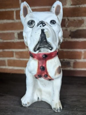 De colección Hormigón Perro Boston Terrier Bulldog Francés Escultura Patio Porche Puerta Tope Foto 1 de 4