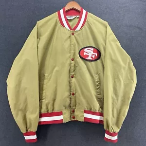 Vintage San Francisco 49ers Chalk Line NFL Gold Satin Bomber Jacket Size XL USA - Picture 1 of 13