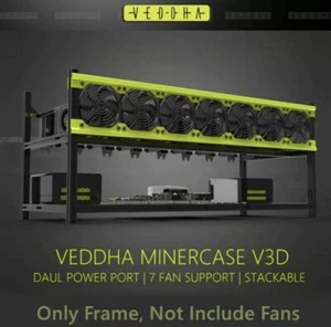 Veddha Miner 8 GPU Open Air Aluminum Mining Rig Frame ComputerCase Stackable - Picture 1 of 6