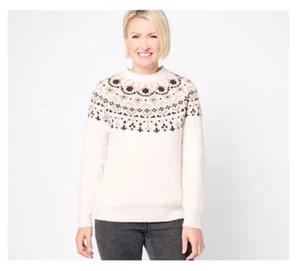 Denim & Co. Heritage Fair Isle Jacquard Sweater - Picture 1 of 2