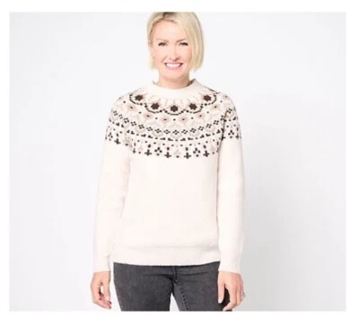 Suéter de jacquard Denim & Co. Heritage Fair Isle Foto 1 de 2