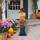Glitzhome 42”H LED Lighted Wooden Scarecrow Porch Sign w/ Wreath Fall Welcome 