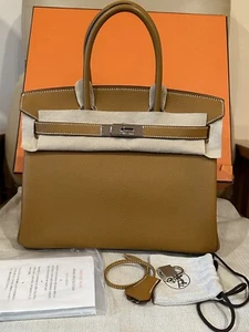 Authentic Hermes Birkin 30 Caramel/Gold Chèvre De Coromandel with Palladium HWR - Picture 1 of 17
