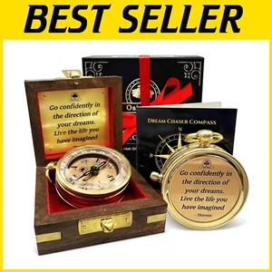 Sleek Brass Compass Gift Set - Graduation, Birthday & Motivational Inspiration - Picture 1 of 11