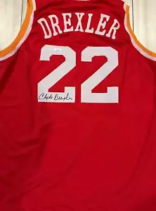 Clyde Drexler Autographed Jersey "The Glide" Houston Rockets JSA Certified - Picture 1 of 4