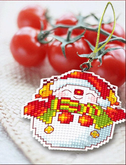 "Snowman" Small cross stitch kits (Key Strap) good for beginner  - image 1 of 1