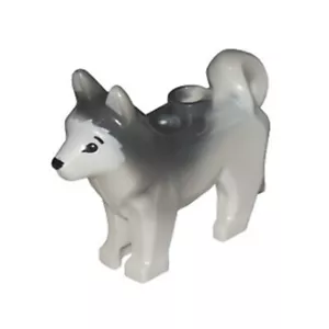 Lego White Husky with Dark Bluish Gray Ears, Back Black Eyes & Nose White Face - Picture 1 of 2