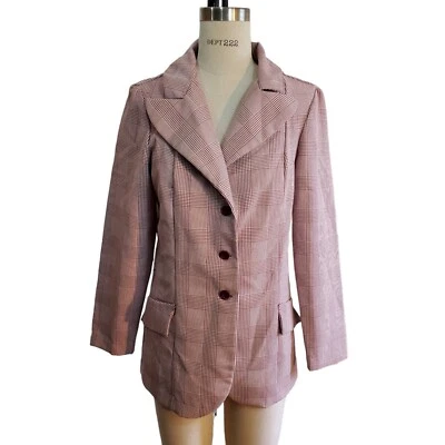 Blazer vintage Frank Lee of California para mujer color borgoña y blanco talla M Foto 1 de 4
