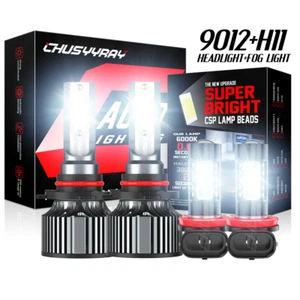 For Dodge Challenger 2015-2022 LED Headlight Bulbs Hi/Lo Beam+Fog Light Kit 4Pcs - Bild 1 von 13