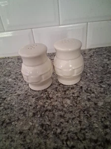 Longaberger Pottery Woven Traditions Salt & Pepper Shakers With Stoppers - Picture 1 of 2