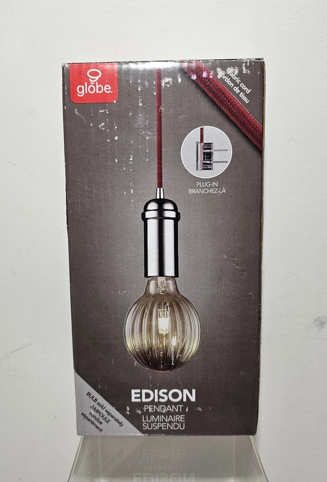 Globe Electric 65445 Edison 1-light Plug-in Mini Pendant Chrome Finish