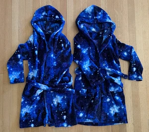Lands' End Kids Hooded Fleece Robe - Set of 2 - Size 8 - Blue space theme - Picture 1 of 3