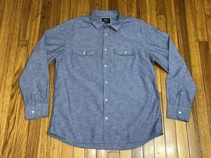 Charles Tyrwhitt Classic Fit Blue Chambray Cotton Long Sleeve Shirt Men's Large - Picture 1 of 11