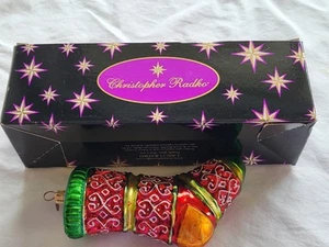 Christopher Radko Blown Glass Ski Knit Stocking Ornament 5.75" In Box  - Picture 1 of 15