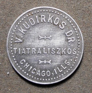 D034 Lituano: Chicago, Ills., V. Kudirkos Dr, Tiatraliszkos 5c. Aluminio, - Imagen 1 de 2