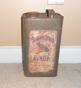 EARLY SUGAR BIRD CANE MAPLE SYRUP ESSEX JUNCTION VERMONT VT SYRUP CAN - Picture 1 of 10