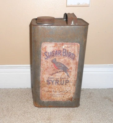 EARLY SUGAR BIRD CANE MAPLE SYRUP ESSEX JUNCTION VERMONT VT SYRUP CAN - Image 1 of 4