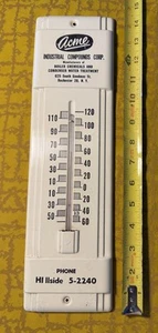 Vintage Retro Metall Wandthermometer ACME Industrial Compounds Corp Rochester NY - Bild 1 von 12