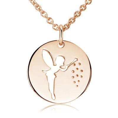 MATERIA Fee Anhänger Rosegold Damen Mädchen aus Silber 925 rund mit Kette 42+5cm - Bild 1 von 3