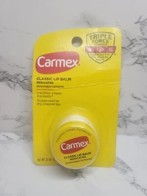 Bálsamo labial clásico medicado Carmex calma, cura y protege 0,25 oz estaño sellado Foto 1 de 2