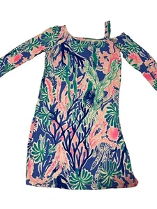 ABITO A SPALLA LILLY PULITZER MULTI JET STREAM LORI OFF XS Blu Rosa Tropicale - Foto 1 di 6