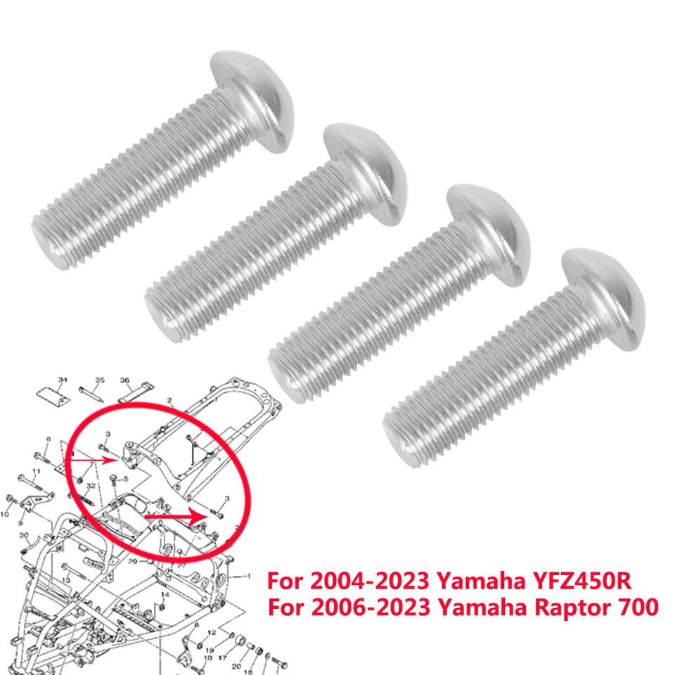 For Yamaha YFZ450R Stainless Steel Sub Frame Bolts 92012-90034,90149-10034-00 - Image 1 of 4