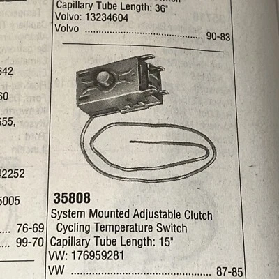 Four Seasons 35808 Switch Free Shipping Replaces VW 176958281 Fits 1985-87 VW - Image 1 of 3
