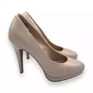 ELLE women's nude Elyalena patent leather vegan stiletto high heel shoes SZ 6.5 - Picture 1 of 16