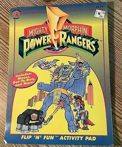 1994 Power Rangers Coloring Book Flip N Fun Activity Pad Educational Puzzles Fun - Picture 1 of 6