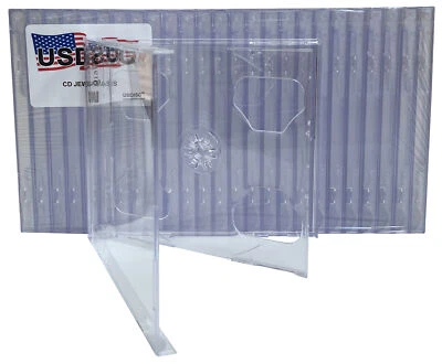 USDISC CD Jewel Cases Standard 10.4mm Smart Tray, Double 2 Disc (Clear) Lot