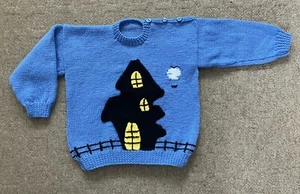 Hand Knitted Halloween Haunted House Children’s Jumper. - Picture 1 of 2