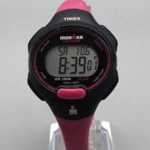 Timex Ironman Triathlon Watch Women 34mm Black Pink Indiglo 10 Lap New Battery a - Picture 1 of 14
