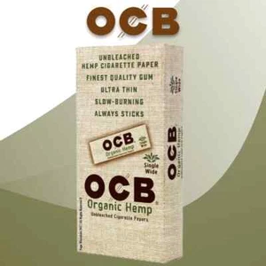 OCB PAPELES DE LIAR DE CÁÑAMO ORGÁNICO TAMAÑO ANCHO ÚNICO - CAJA COMPLETA - 24 FOLLETOS - Imagen 1 de 13